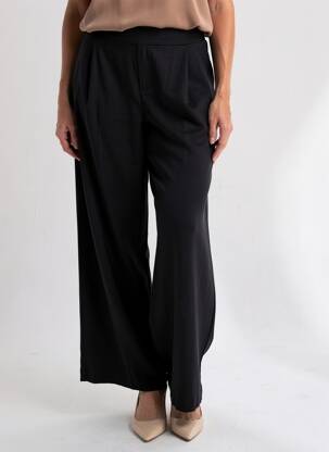 Pantalon larg buzunare mărime normală negru MAJESTIC FILATURES femeie