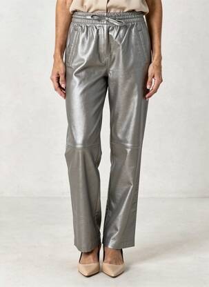 Pantalon drept talie elastică mărime normală gri OAKWOOD femeie