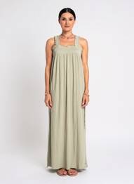 Rochie lungă fără mâneci fără mâneci verde KAFFE femeie
