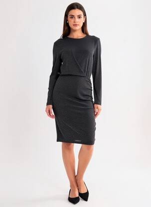 Rochie midi mâneci lungi mâneci lungi negru KAFFE femeie