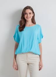 Top mâneci scurte mâneci scurte albastru KAFFE femme