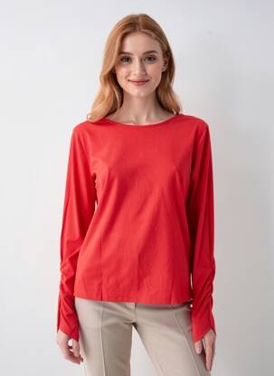 Tricou mâneci lungi mâneci lungi roșu KAFFE femeie