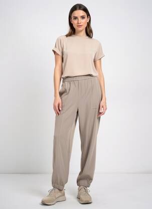 Pantalon drept talie elastică bej KAFFE femeie