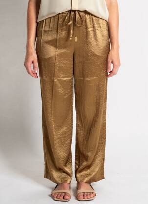 Pantalon drept talie elastică auriu SEE U SOON femeie