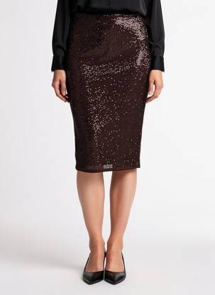 Fustă midi talie elastică maro IN WEAR femme