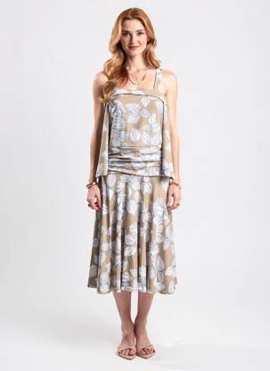 Rochie midi mâneci 3/4 mâneci 3/4 verde MULTIPLES femeie