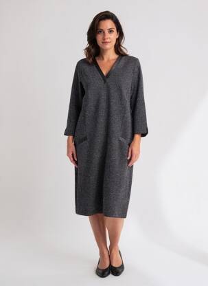 Rochie midi mâneci 3/4 mâneci 3/4 negru VERA MONT femeie
