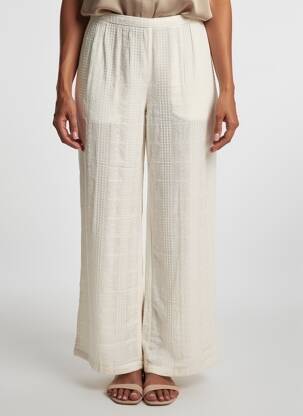 Pantalon evazat talie elastică alb MAISON HOTEL femeie