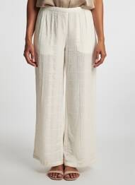 Pantalon evazat talie elastică alb MAISON HOTEL femme