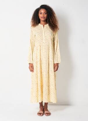 Rochie lungă mâneci lungi mâneci lungi bej MAISON HOTEL femeie