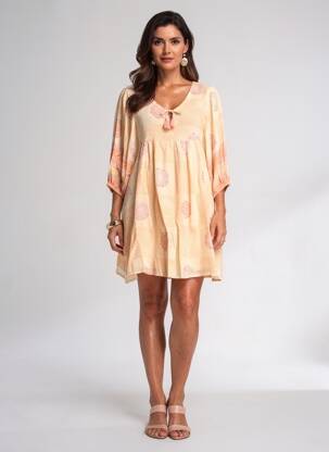 Rochie scurtă mâneci 3/4 mâneci 3/4 portocalie MAISON HOTEL femeie