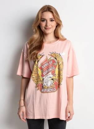 Tricou serigrafie flockată mâneci scurte roz NEWTONE femeie