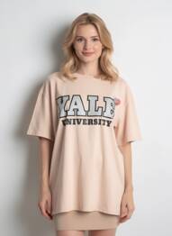 Tricou serigrafie flockată mâneci scurte roz NEWTONE femeie