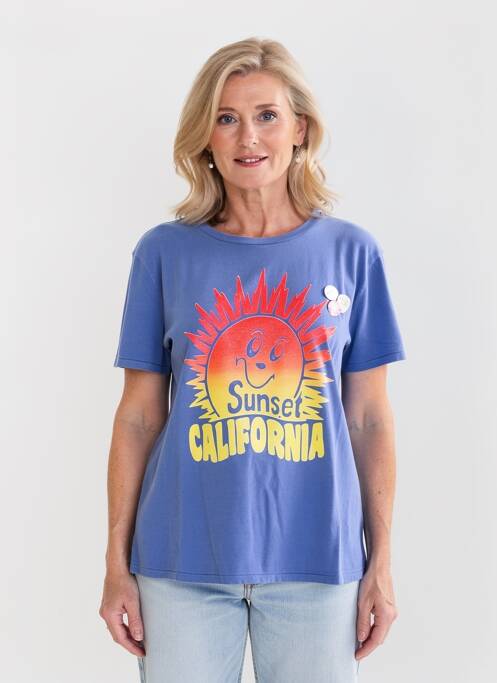 Tricou imprimeu fantezie mâneci scurte albastru NEWTONE femme