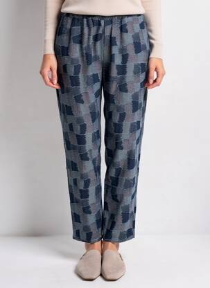 Pantalon 7/8 talie elastică mărime normală albastru THE CORNER femeie