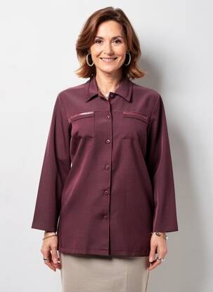 Cămașă croială dreaptă mâneci lungi violet ATLANTA femeie