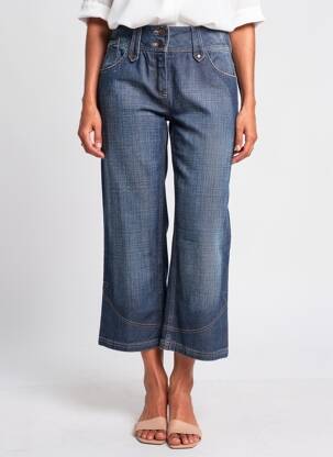 Pantalon trei sferturi croială dreaptă mărime normală albastru STK femeie