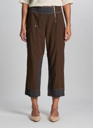 Pantalon trei sferturi croială dreaptă mărime normală maro ATLANTA femeie