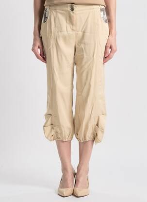 Pantalon trei sferturi croială dreaptă mărime normală bej ATLANTA femeie
