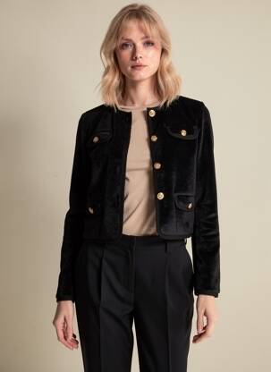 Jachete casual guler rotund negru AN' GE femeie