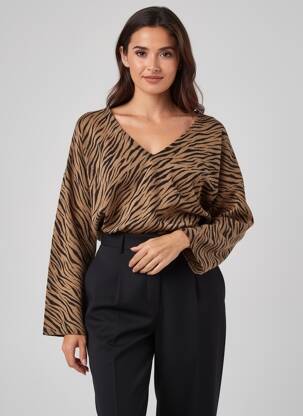 Pulover croială dreaptă mâneci lungi maro GERARD DAREL femeie