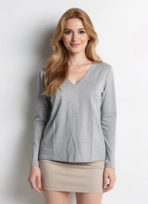 Tricou mâneci lungi mâneci lungi gri MARINA V femeie