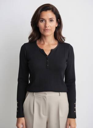 Pulover croială cambrată mâneci lungi negru GERARD DAREL femeie