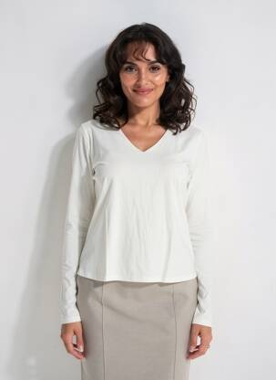 Tricou mâneci lungi mâneci lungi alb MARINA V femeie