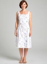 Rochie midi imprimeu fantezie fără mâneci alb S.QUISE femeie