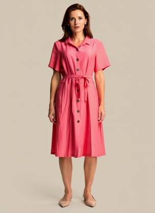 Rochie midi mâneci scurte mâneci scurte roz GRIFFON femeie