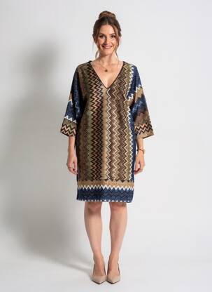 Rochie pulover croială dreaptă mâneci 3/4 albastru FILLE A SUIVRE femeie