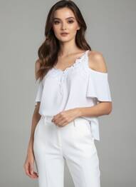 Top mâneci scurte mâneci scurte alb CC COLLECTION femeie