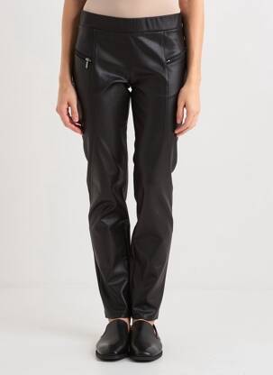 Pantalon slim talie elastică mărime normală negru CHARMING GIRL femeie