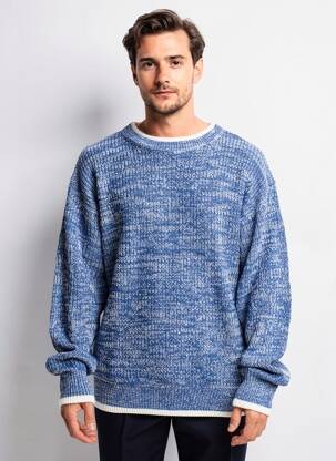 Pulover elasticitate mâneci lungi albastru W.T. BLUE bărbat