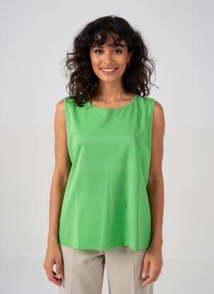 Tricou croială dreaptă mâneci scurte verde MARINA RINALDI femeie