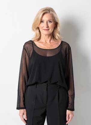 Top guler rotund mâneci lungi negru MARINA RINALDI femme