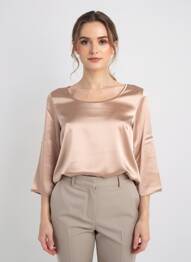Top guler rotund mâneci 3/4 bej MARINA RINALDI femme