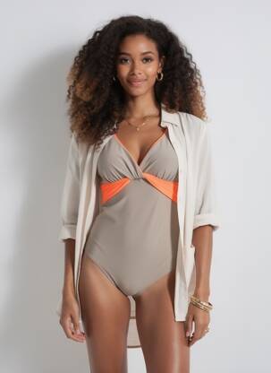 Costum de baie dintr-o singură piesă elasticitate top sutien modelat maro MARINA RINALDI femeie