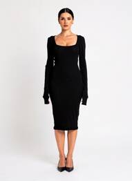 Rochie midi mâneci lungi mâneci lungi negru OPÉRA SPORT femeie