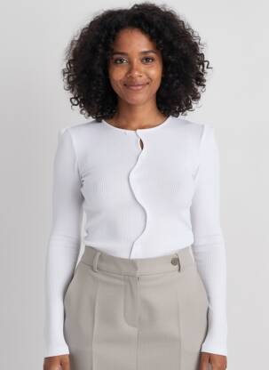 Top elasticitate mâneci lungi alb OPÉRA SPORT femeie