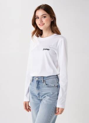 Top elasticitate mâneci lungi alb OPÉRA SPORT femeie