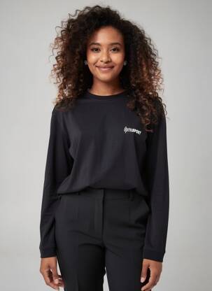 Top elasticitate mâneci lungi negru OPÉRA SPORT femeie