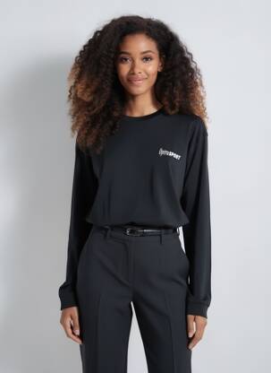 Top elasticitate mâneci lungi negru OPÉRA SPORT femeie