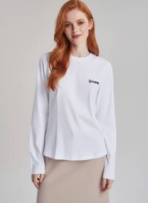 Top elasticitate mâneci lungi alb OPÉRA SPORT femeie