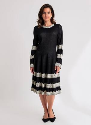 Rochie midi mâneci lungi mâneci lungi negru DERHY femeie