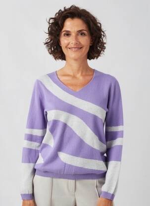 Pulover țesătură melanj mâneci lungi violet I.ODENA femeie