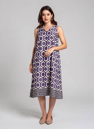 Rochie lungă imprimeu fantezie fără mâneci violet VERA MONT femme