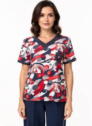Tricou imprimeu fantezie mâneci scurte roșu GUY DUBOUIS femeie