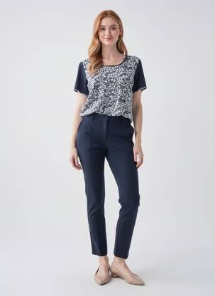 Tricou imprimeu fantezie mâneci scurte albastru GUY DUBOUIS femme