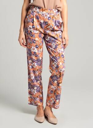 Pantalon drept țesătură poplin mărime normală portocalie MERI & ESCA femeie
